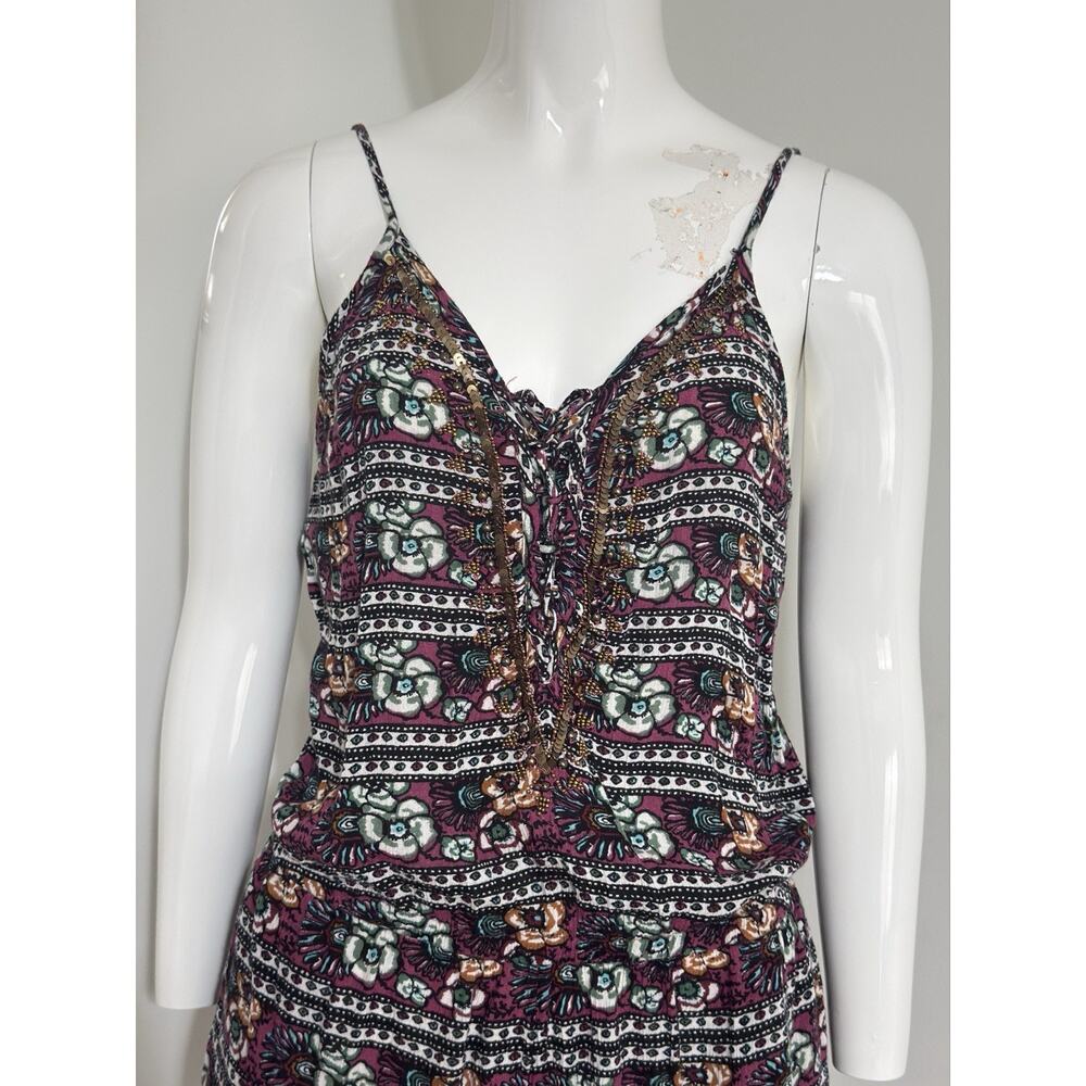 American Eagle Women’s Boho Floral Viscose Romper Hippie Festival Summer Size L - Picture 3 of 16